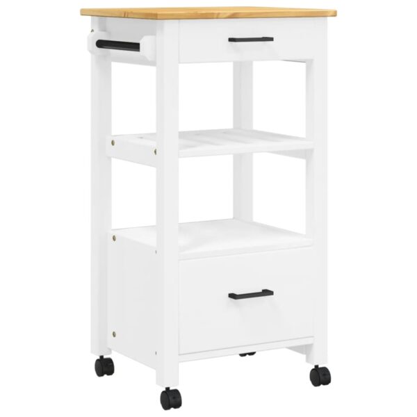 vidaXL Kitchen Trolley MONZA 18.9"x15.7"x35.4" Solid Wood Pine - Image 2