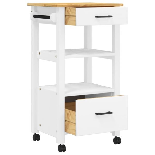 vidaXL Kitchen Trolley MONZA 18.9"x15.7"x35.4" Solid Wood Pine - Image 4