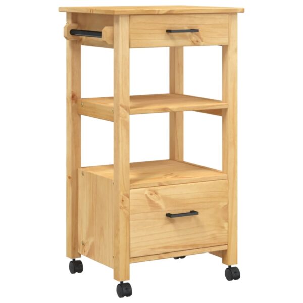 vidaXL Kitchen Trolley MONZA 18.9"x15.7"x35.4" Solid Wood Pine - Image 2