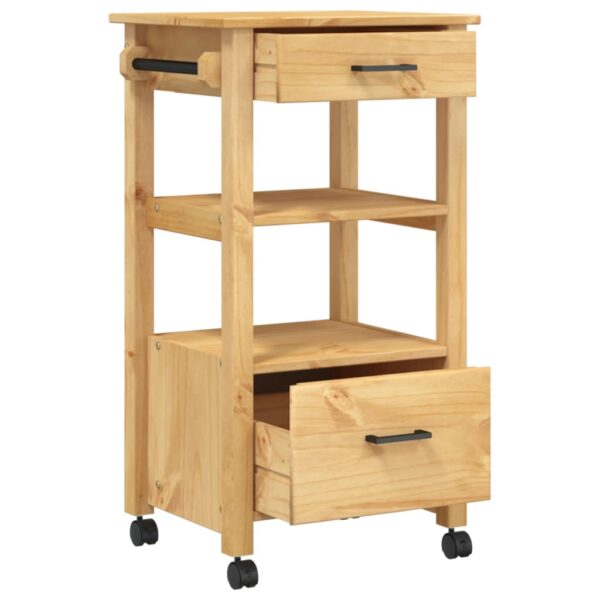 vidaXL Kitchen Trolley MONZA 18.9"x15.7"x35.4" Solid Wood Pine - Image 4