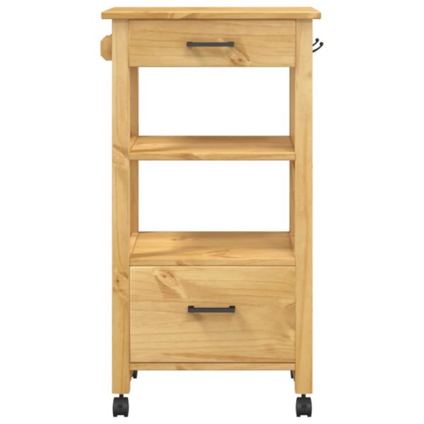 vidaXL Kitchen Trolley MONZA 18.9"x15.7"x35.4" Solid Wood Pine - Image 5