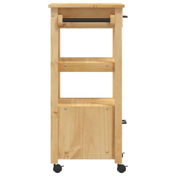 vidaXL Kitchen Trolley MONZA 18.9"x15.7"x35.4" Solid Wood Pine - Image 6