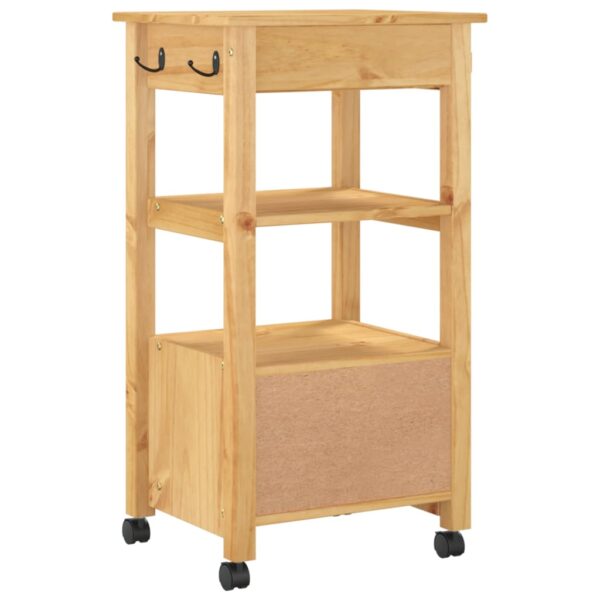 vidaXL Kitchen Trolley MONZA 18.9"x15.7"x35.4" Solid Wood Pine - Image 7