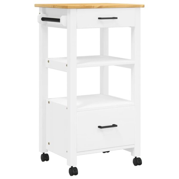 vidaXL Kitchen Trolley MONZA 18.9"x15.7"x35.4" Solid Wood Pine - Image 2