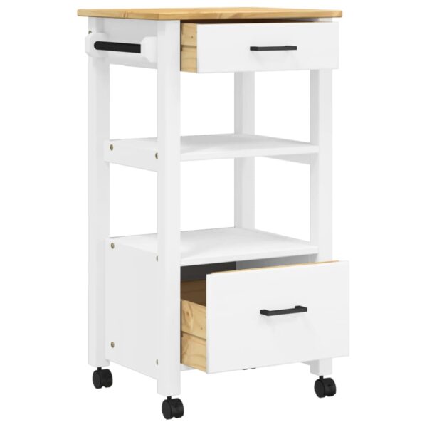 vidaXL Kitchen Trolley MONZA 18.9"x15.7"x35.4" Solid Wood Pine - Image 4