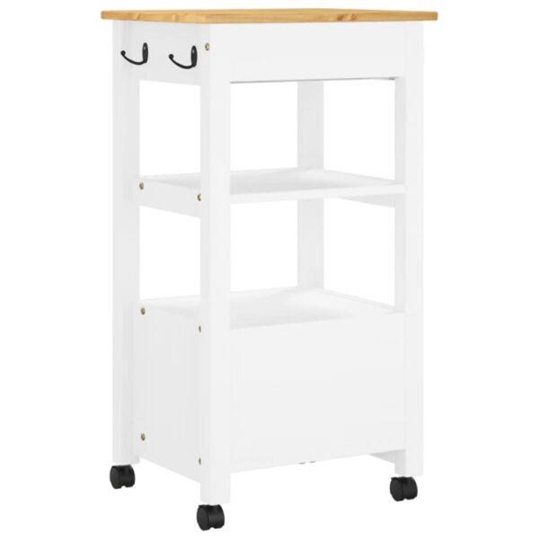 vidaXL Kitchen Trolley MONZA 18.9"x15.7"x35.4" Solid Wood Pine - Image 7