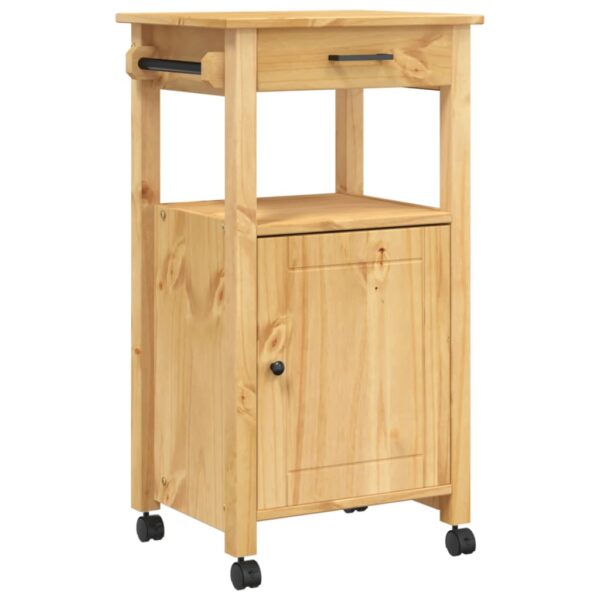 vidaXL Kitchen Trolley MONZA 18.9"x15.7"x35.4" Solid Wood Pine - Image 2