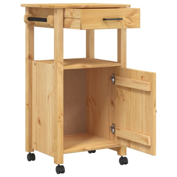 vidaXL Kitchen Trolley MONZA 18.9"x15.7"x35.4" Solid Wood Pine - Image 4