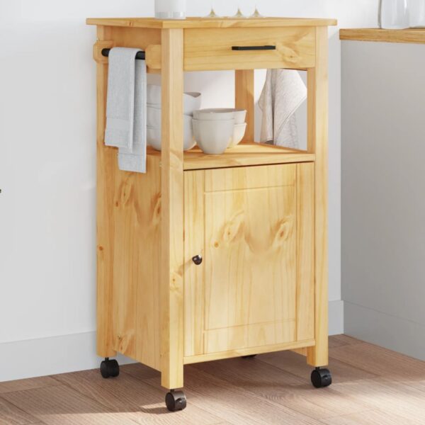 vidaXL Kitchen Trolley MONZA 18.9"x15.7"x35.4" Solid Wood Pine