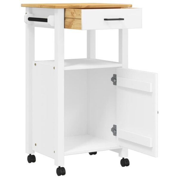 vidaXL Kitchen Trolley MONZA 18.9"x15.7"x35.4" Solid Wood Pine - Image 4