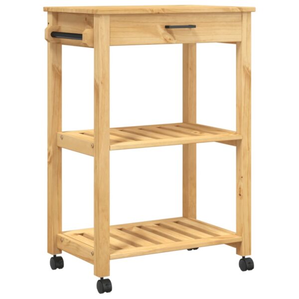 vidaXL Kitchen Trolley MONZA 23.6"x15.7"x35.4" Solid Wood Pine - Image 2