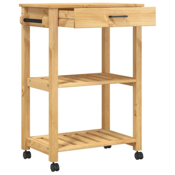 vidaXL Kitchen Trolley MONZA 23.6"x15.7"x35.4" Solid Wood Pine - Image 4