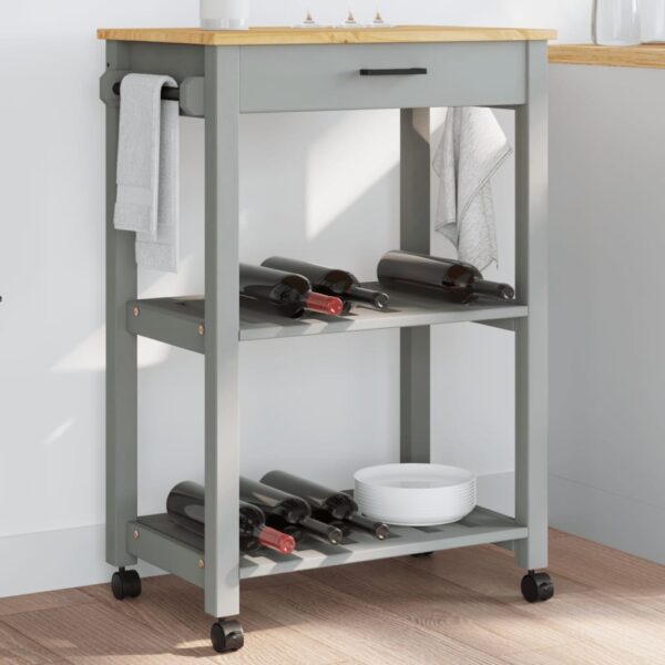 vidaXL Kitchen Trolley MONZA 23.6"x15.7"x35.4" Solid Wood Pine