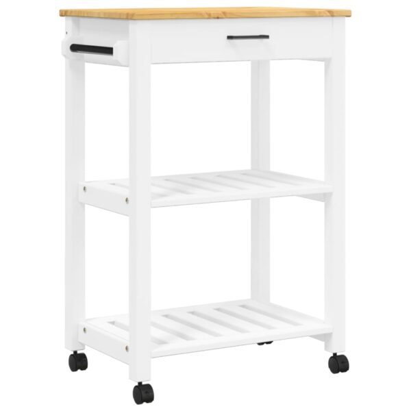 vidaXL Kitchen Trolley MONZA 23.6"x15.7"x35.4" Solid Wood Pine - Image 2