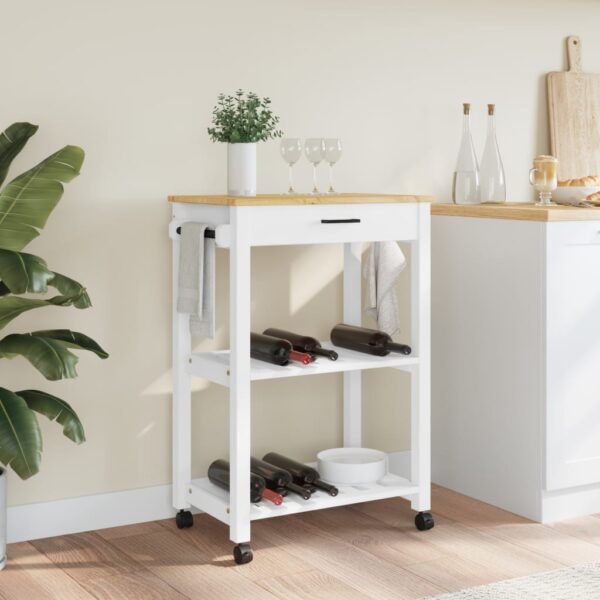 vidaXL Kitchen Trolley MONZA 23.6"x15.7"x35.4" Solid Wood Pine - Image 3