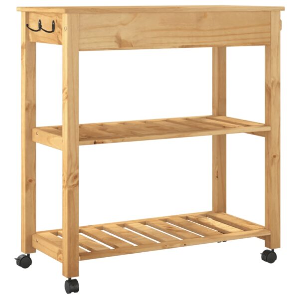 vidaXL Kitchen Trolley MONZA 33.1"x15.7"x35.4" Solid Wood Pine - Image 7