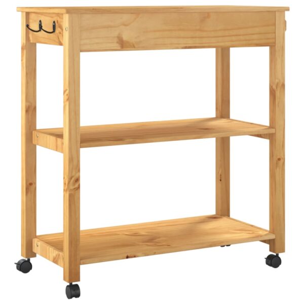 vidaXL Kitchen Trolley MONZA 33.1"x15.7"x35.4" Solid Wood Pine - Image 7