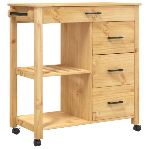 vidaXL Kitchen Trolley MONZA 33.1"x15.7"x35.4" Solid Wood Pine - Image 2