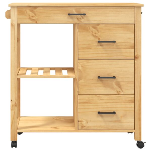 vidaXL Kitchen Trolley MONZA 33.1"x15.7"x35.4" Solid Wood Pine - Image 5