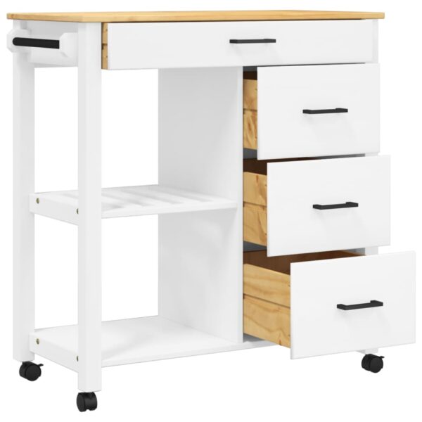 vidaXL Kitchen Trolley MONZA 33.1"x15.7"x35.4" Solid Wood Pine - Image 4