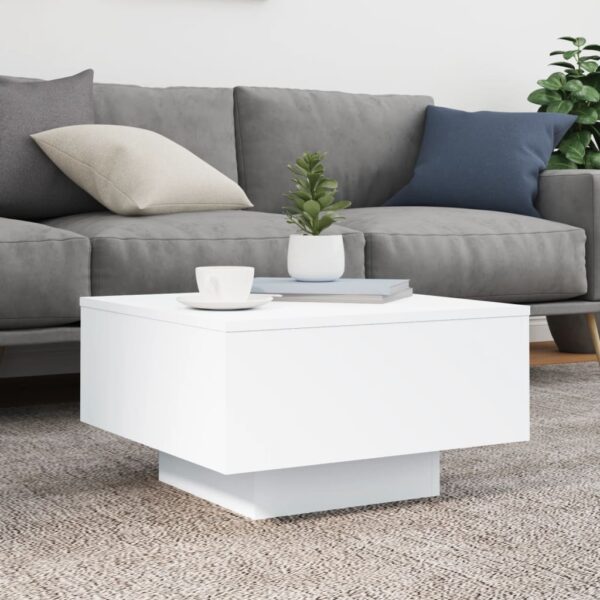 vidaXL Coffee Table White 21.7"x21.7"x12.2" Engineered Wood - Image 3