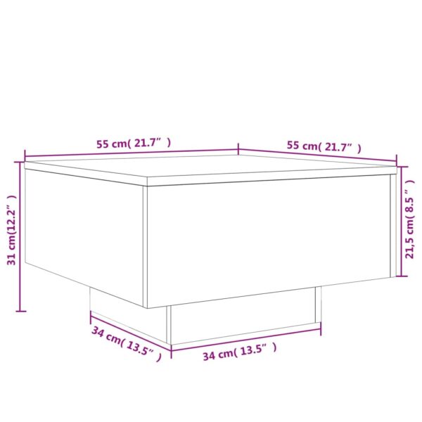 vidaXL Coffee Table White 21.7"x21.7"x12.2" Engineered Wood - Image 10