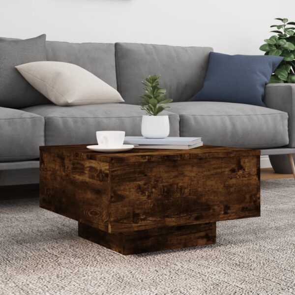 vidaXL Coffee Table Smoked Oak 21.7"x21.7"x12.2" Engineered Wood - Image 3