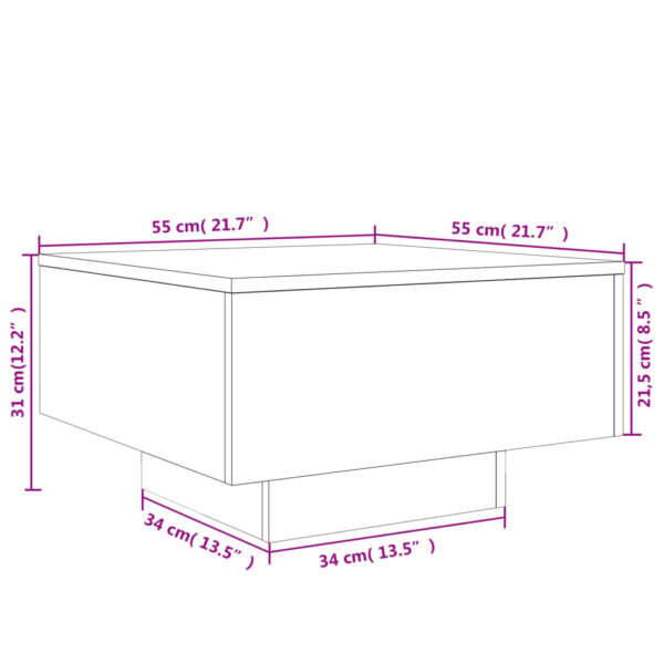 vidaXL Coffee Table Smoked Oak 21.7"x21.7"x12.2" Engineered Wood - Image 10