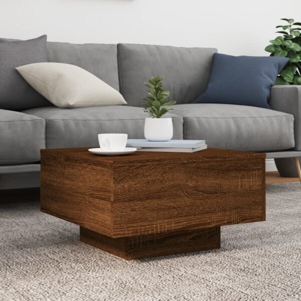 vidaXL Coffee Table Brown Oak 21.7"x21.7"x12.2" Engineered Wood - Image 3