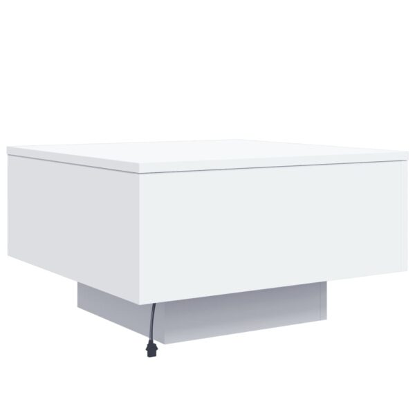 vidaXL Coffee Table with LED Lights White 21.7"x21.7"x12.2" - Image 9