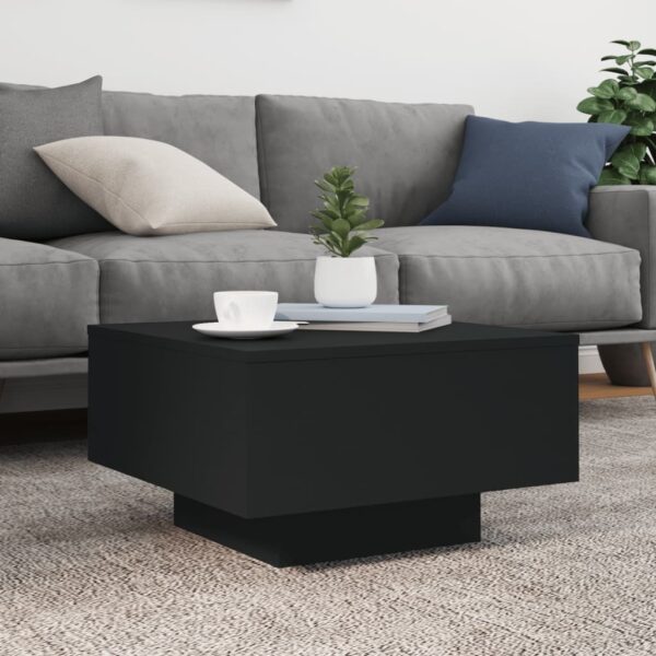 vidaXL Coffee Table with LED Lights Black 21.7"x21.7"x12.2" - Image 5