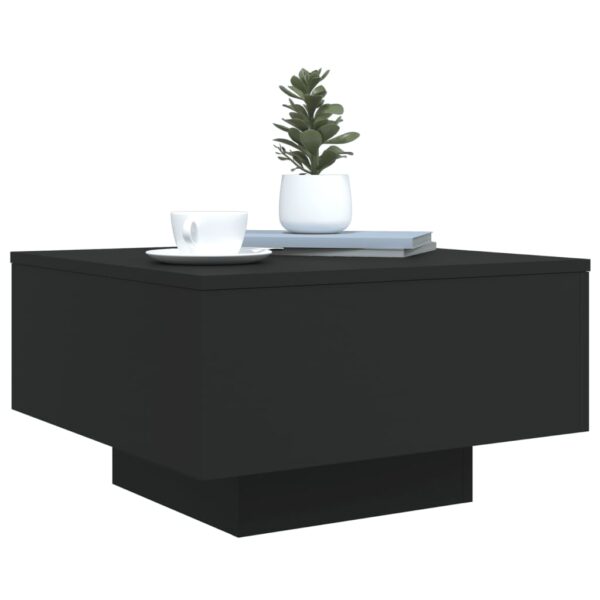 vidaXL Coffee Table with LED Lights Black 21.7"x21.7"x12.2" - Image 6