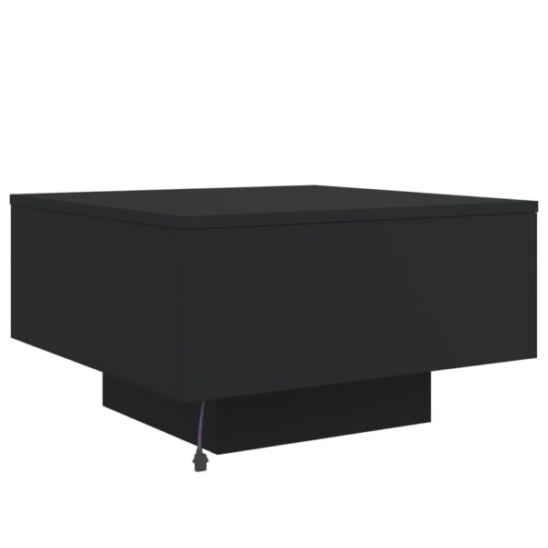 vidaXL Coffee Table with LED Lights Black 21.7"x21.7"x12.2" - Image 9