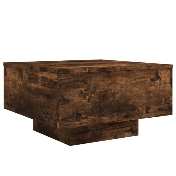 vidaXL Coffee Table with LED Lights Smoked Oak 21.7"x21.7"x12.2" - Image 3