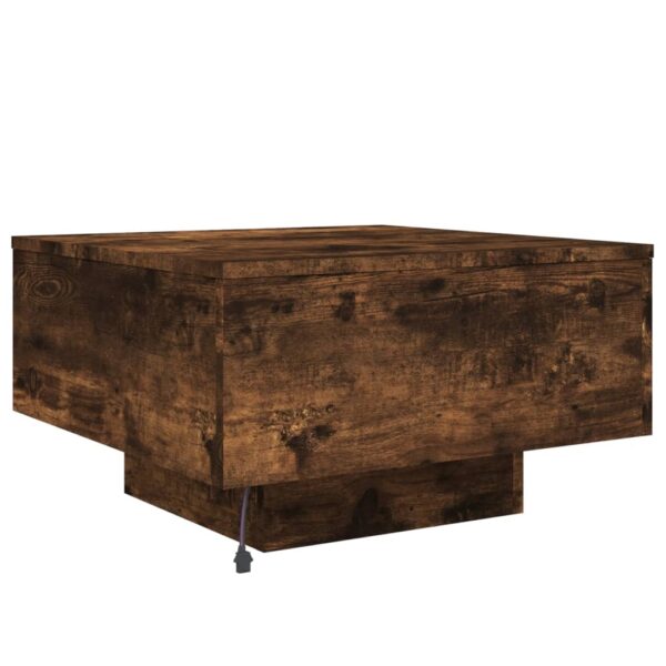 vidaXL Coffee Table with LED Lights Smoked Oak 21.7"x21.7"x12.2" - Image 9