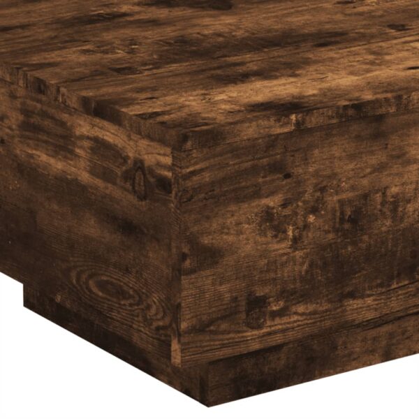 vidaXL Coffee Table with LED Lights Smoked Oak 21.7"x21.7"x12.2" - Image 10