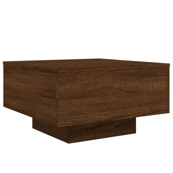 vidaXL Coffee Table with LED Lights Brown Oak 21.7"x21.7"x12.2" - Image 3