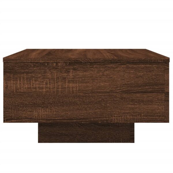 vidaXL Coffee Table with LED Lights Brown Oak 21.7"x21.7"x12.2" - Image 6