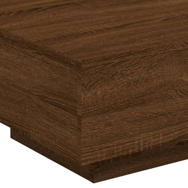 vidaXL Coffee Table with LED Lights Brown Oak 21.7"x21.7"x12.2" - Image 10