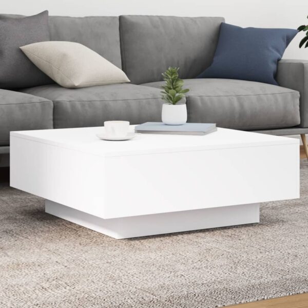 vidaXL Coffee Table with LED Lights White 31.5"x31.5"x12.2"