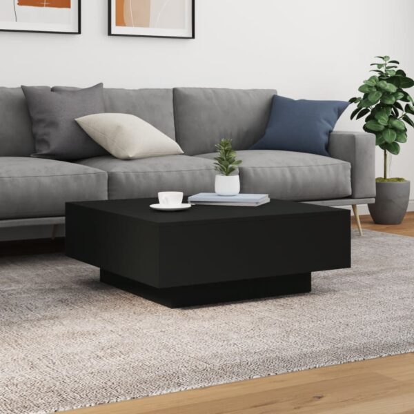 vidaXL Coffee Table with LED Lights Black 31.5"x31.5"x12.2" - Image 5