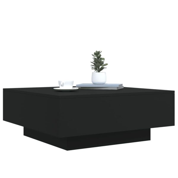 vidaXL Coffee Table with LED Lights Black 31.5"x31.5"x12.2" - Image 6