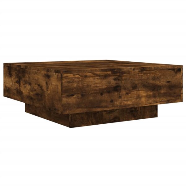 vidaXL Coffee Table with LED Lights Smoked Oak 31.5"x31.5"x12.2" - Image 3