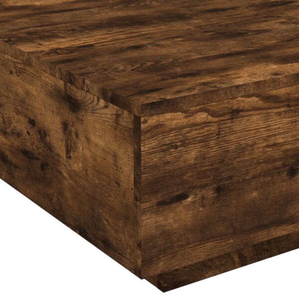 vidaXL Coffee Table with LED Lights Smoked Oak 31.5"x31.5"x12.2" - Image 10