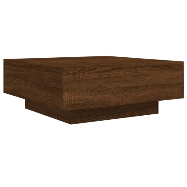 vidaXL Coffee Table with LED Lights Brown Oak 31.5"x31.5"x12.2" - Image 3