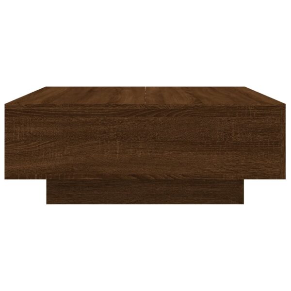 vidaXL Coffee Table with LED Lights Brown Oak 31.5"x31.5"x12.2" - Image 7