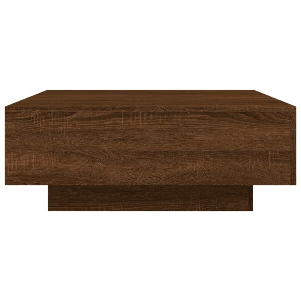 vidaXL Coffee Table with LED Lights Brown Oak 31.5"x31.5"x12.2" - Image 8