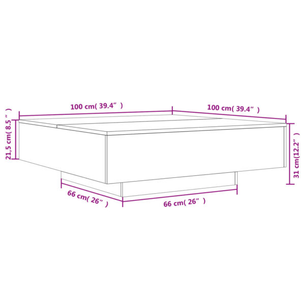 vidaXL Coffee Table White 39.4"x39.4"x12.2" Engineered Wood - Image 10