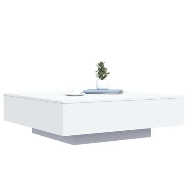 vidaXL Coffee Table with LED Lights White 39.4"x39.4"x12.2" - Image 5