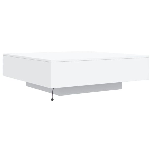 vidaXL Coffee Table with LED Lights White 39.4"x39.4"x12.2" - Image 8